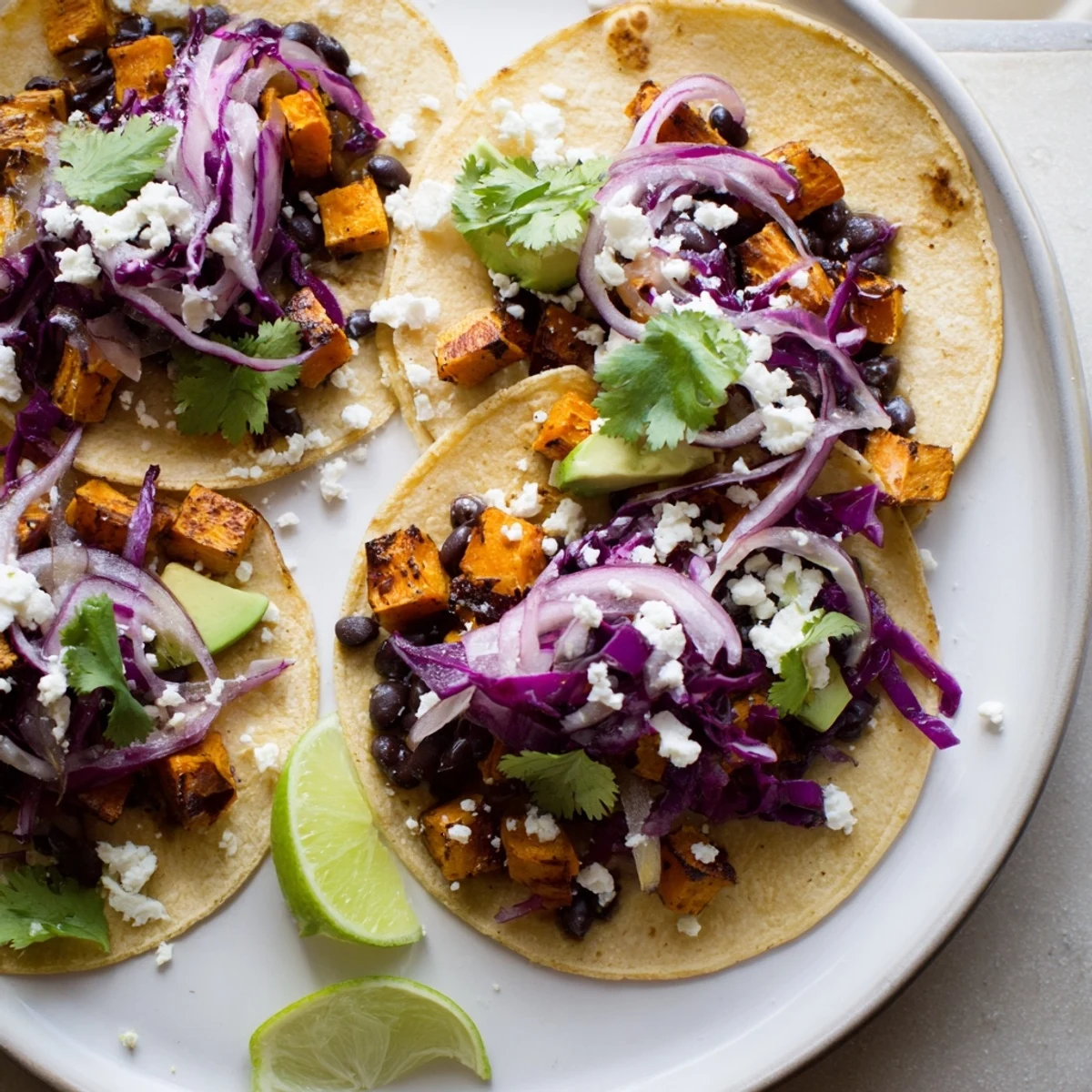 Golden sweet potatoes and hearty black beans star in these simple and flavorful quick tacos.