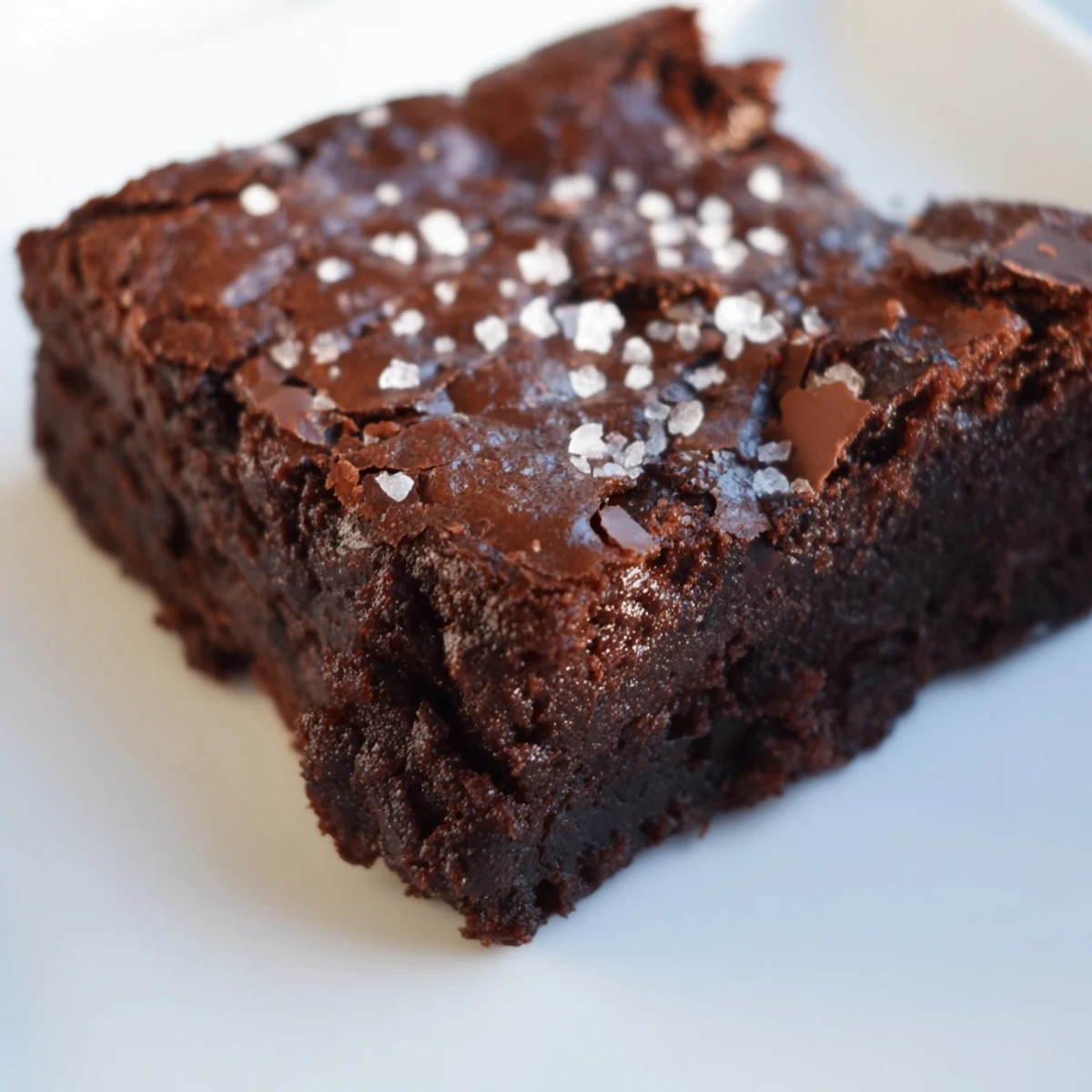 Freshly baked, these delightful homemade dark chocolate and sea salt brownies offer the perfect sweet and salty bite.