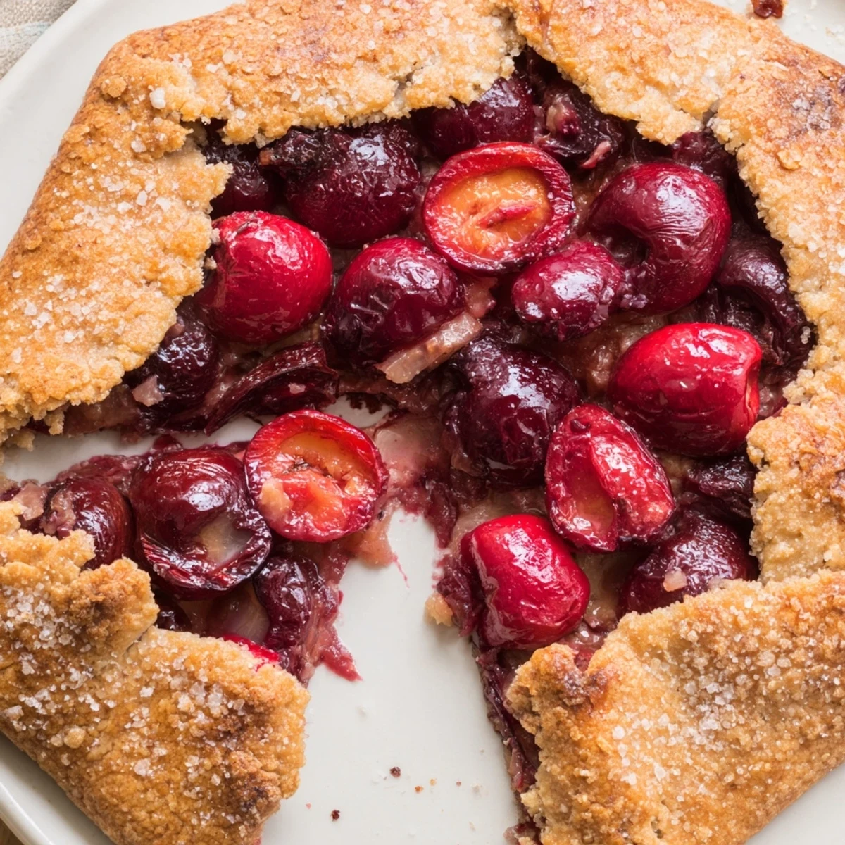 Rustic Cherry Vanilla Almond Galette