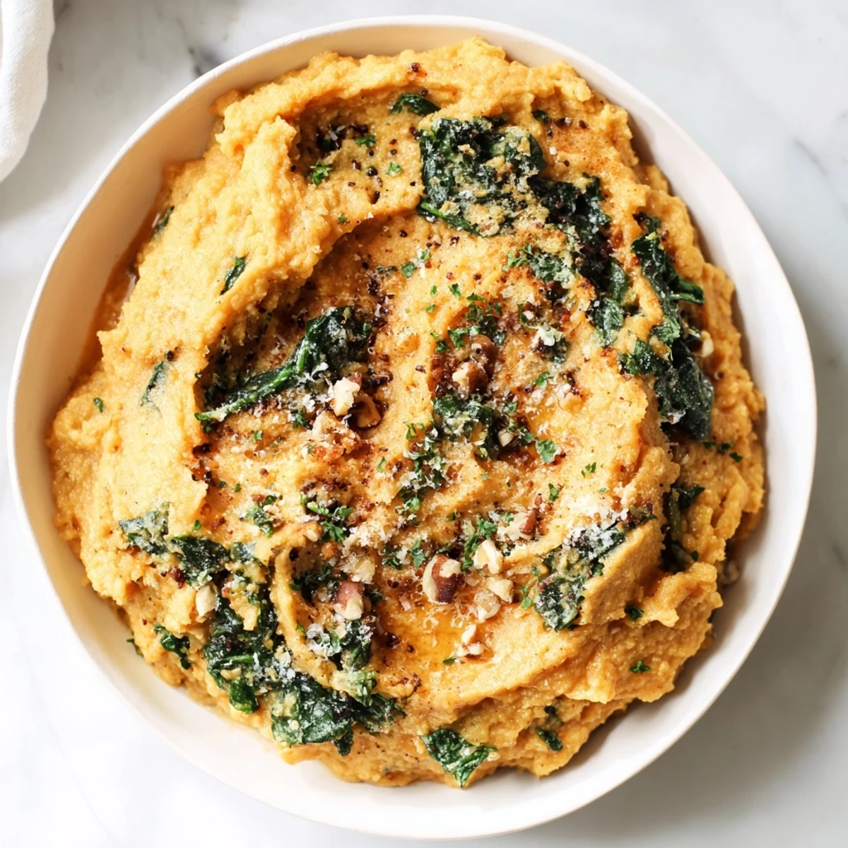 Buttery, flavorful creamy spinach and Parmesan mashed potatoes, perfect alongside roasted chicken or steak.