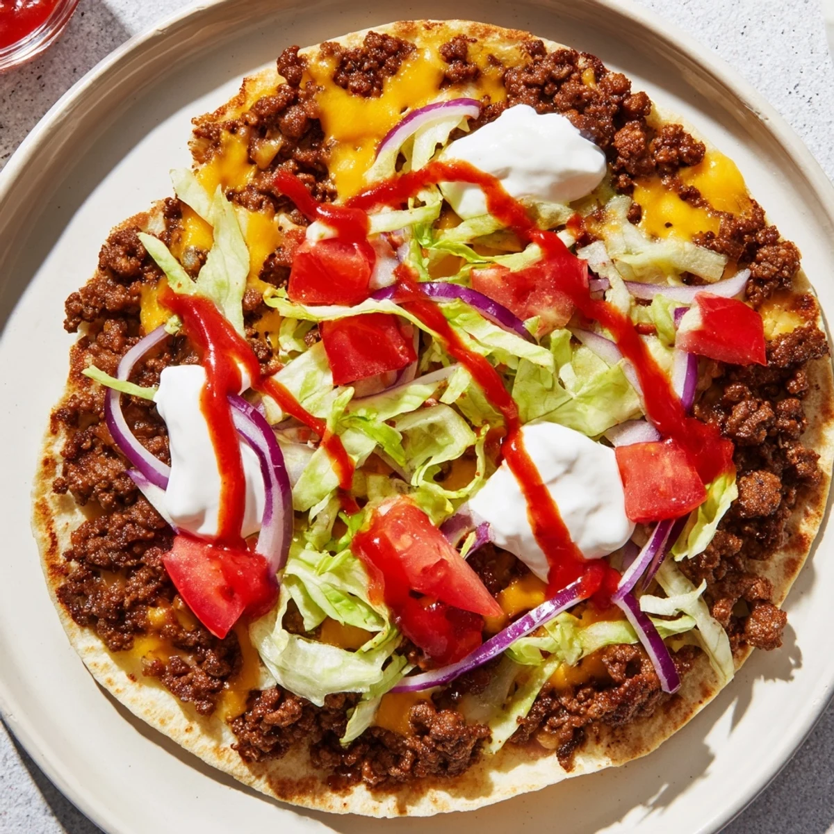 Crispy Smash Tacos sizzle in a pan, featuring browned beef and melted cheese, ready to be garnished.