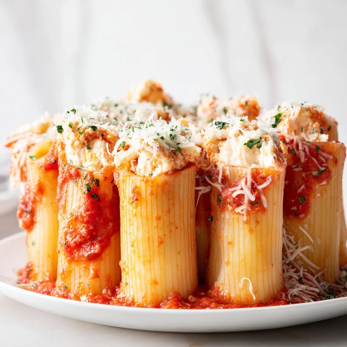 Golden, bubbly Honeycomb Pasta Bake, a comforting vegetarian baked pasta dish with creamy cheese filling.