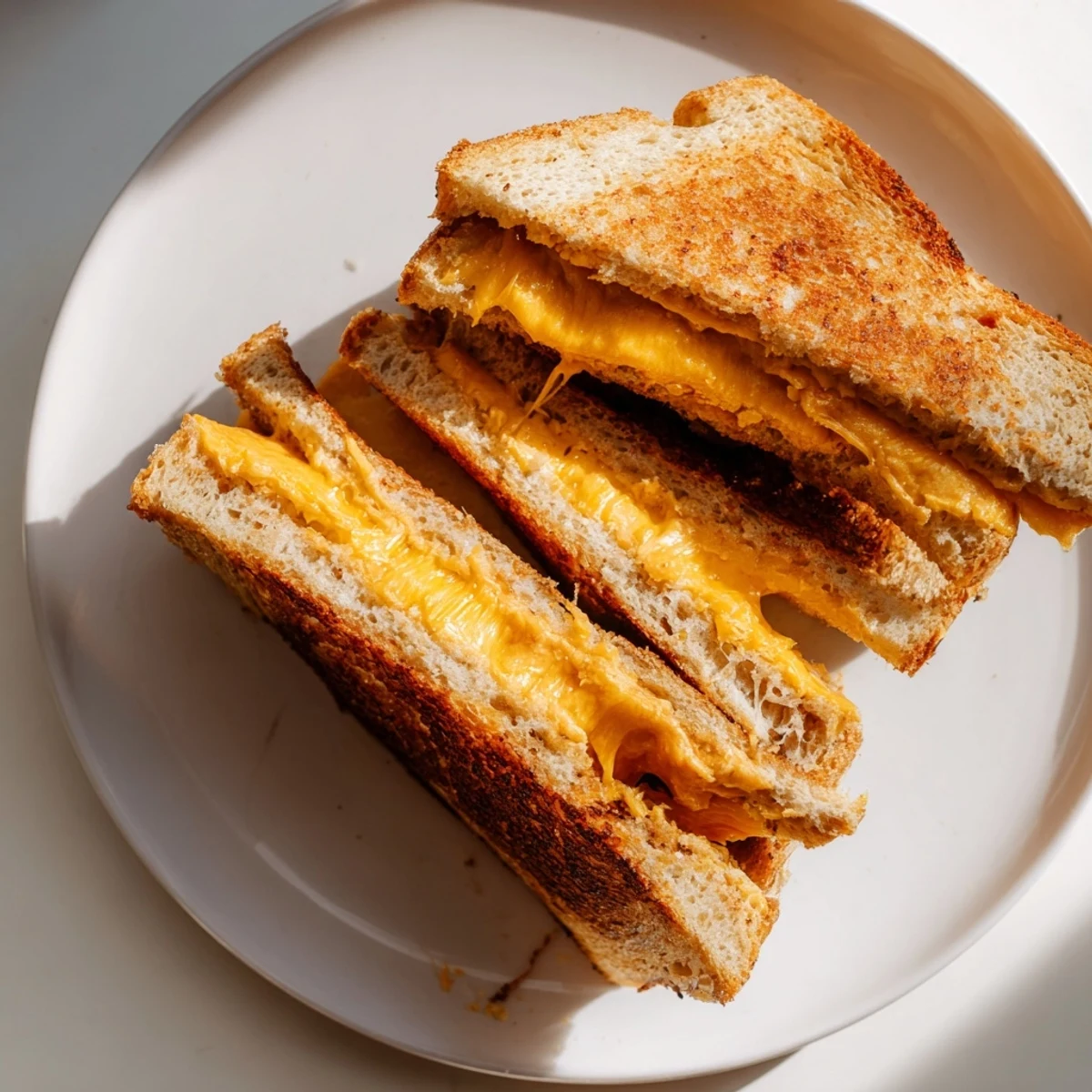 Golden-brown mayo grilled cheese boasts melted cheddar, perfect crust, ready for dunking in tomato soup.