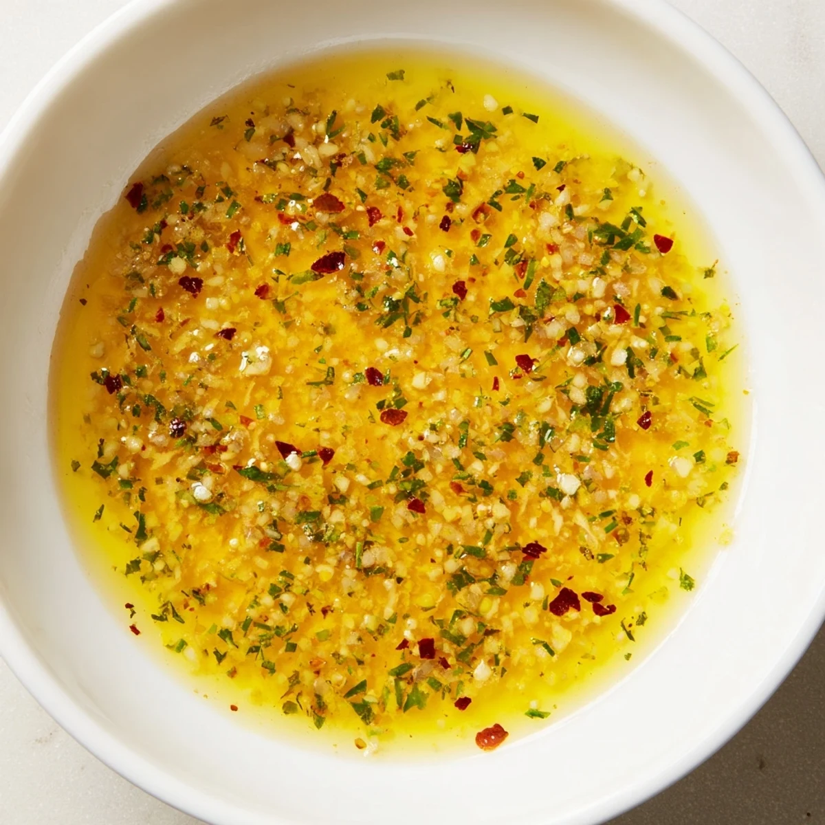 Rich, creamy Cowboy Butter Sauce drizzled over grilled steak, flecked with fresh herbs and spices.  