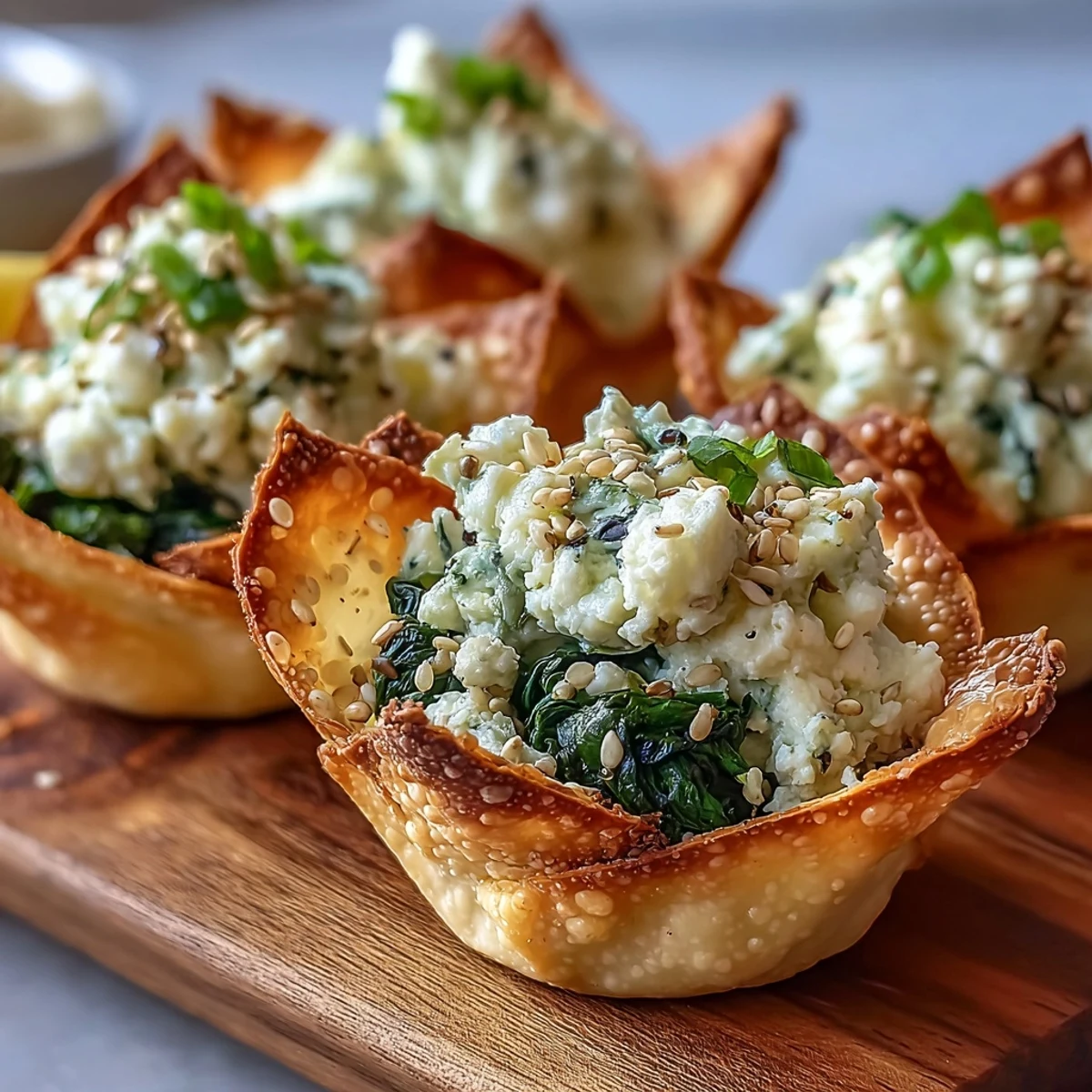 Golden-brown Mediterranean Spinach and Feta Cheese crisps cooling on a wire rack, showcasing flaky edges and vibrant green filling.