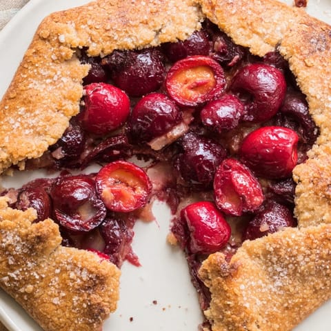 Rustic Cherry Vanilla Almond Galette