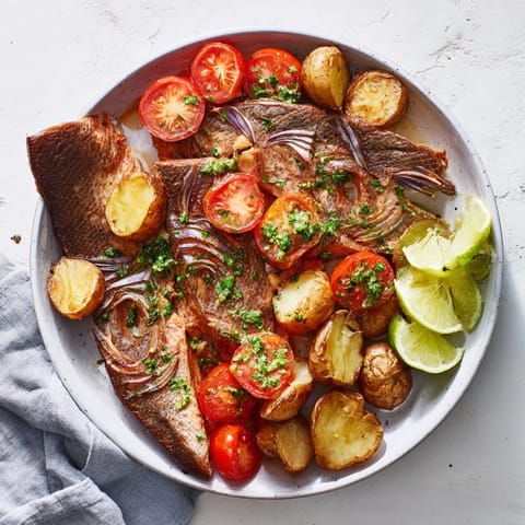 One-Tray Baked Trout Garlic