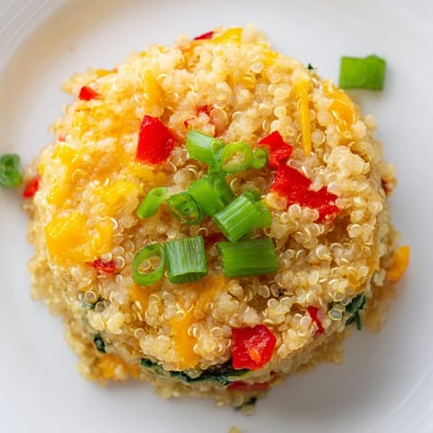 Warm, fluffy Baked Cheddar Quinoa Bites, loaded with veggies and melted cheddar, ready to eat.
