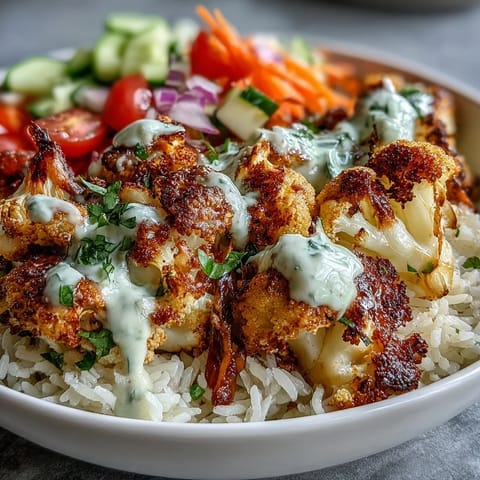 Savory roasted cauliflower bowl, a nourishing vegetarian meal with fresh vegetables.