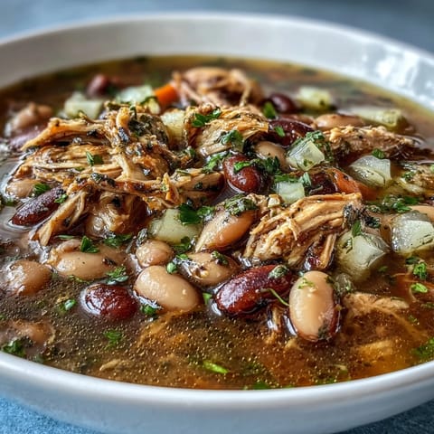 A rich and savory 15-bean crockpot soup with tender smoked turkey, perfect for cozy dinners.  