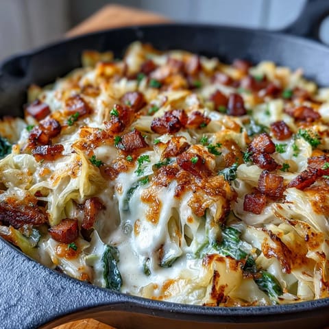 Creamy Cabbage Ham Skillet