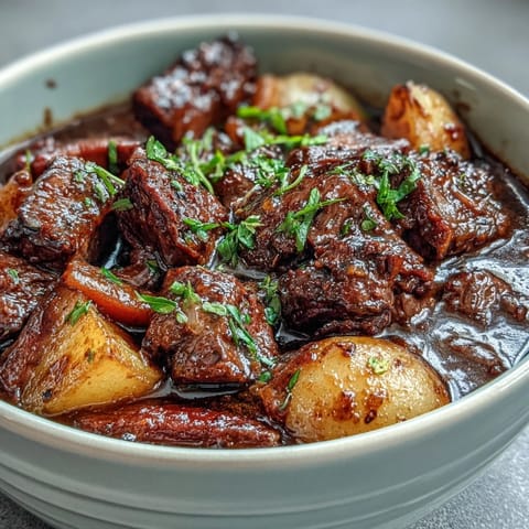 A steaming bowl of cozy beef stew with tender chunks of beef, carrots, parsnips, and potatoes in a rich, savory broth.