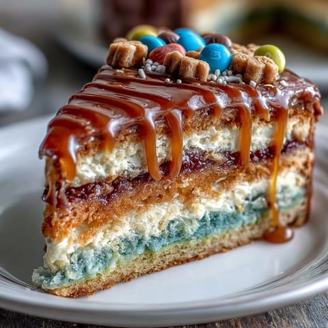 Vibrant Cinco de Mayo Piñata Cake reveals rainbow layers and candy surprise inside, perfect for festive celebrations.