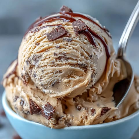 Creamy peanut butter banana ice cream in a bowl, garnished with banana slices and a drizzle of peanut butter.