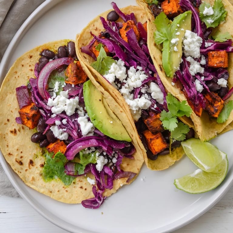 Imagine the aroma: tender sweet potatoes ready to fill these delicious quick Sweet Potato and Black Bean Tacos.
