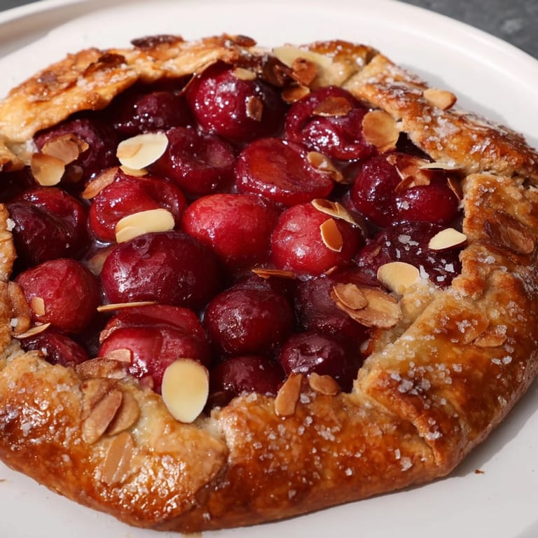This rustic, golden Rustic Cherry and Vanilla Almond Galette shows off summer's best cherries with sweet vanilla.