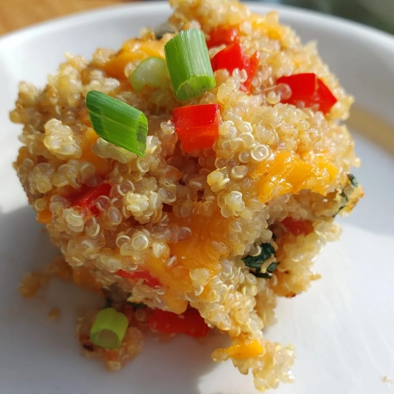 Close-up of baked-to-perfection Cheddar Quinoa Bites, a healthy and delicious appetizer.