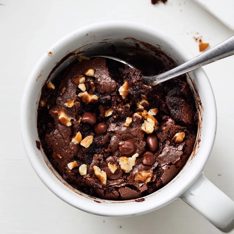 A warm, decadent 2-Minute Mug Brownie, perfect for satisfying your chocolate cravings quickly.