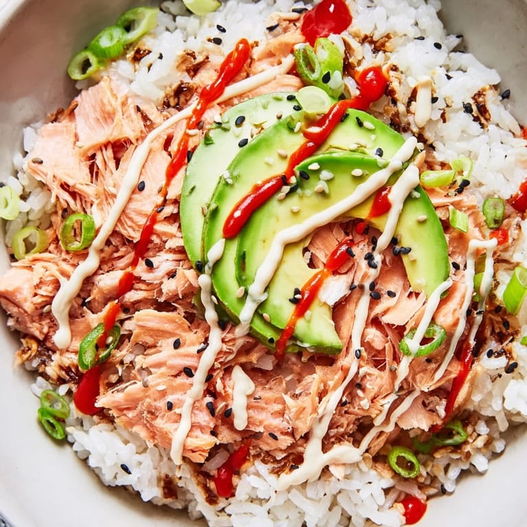 This comforting Classic Salmon Rice showcases fluffy rice with tender salmon and creamy Japanese mayo.