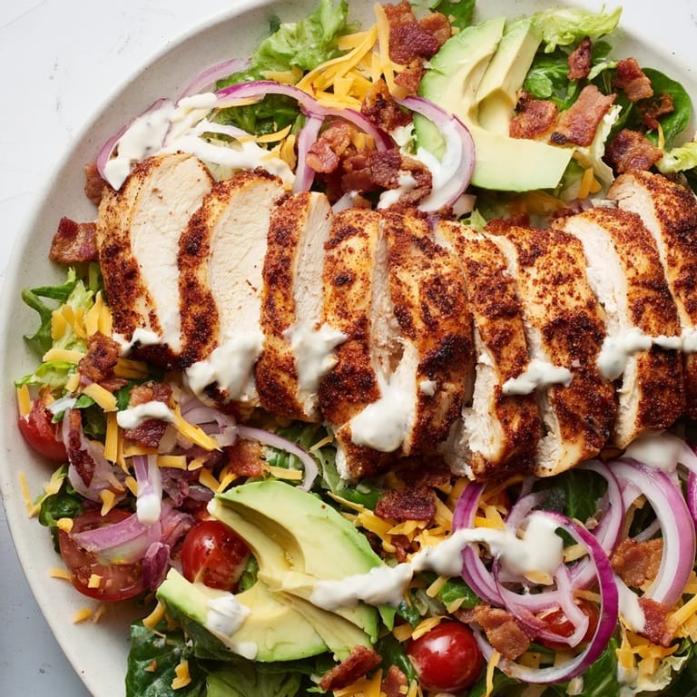 Delicious and flavorful crispy bacon chicken salad, perfect as a light lunch or satisfying dinner.