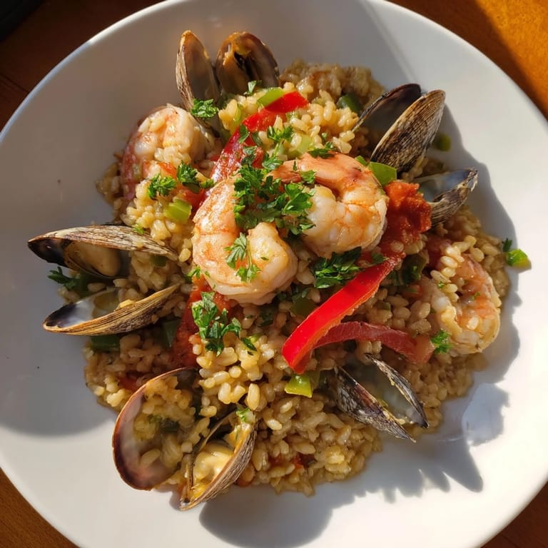 Golden, saffron-infused rice forms the base of this delicious and authentic Spanish Seafood Paella.