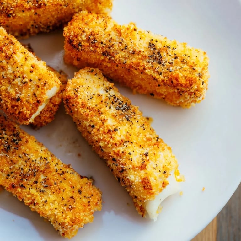 Close-up of Crispy Panko Halloumi with a crunchy golden crust, served hot beside bright lemon wedges and a spicy dipping sauce.