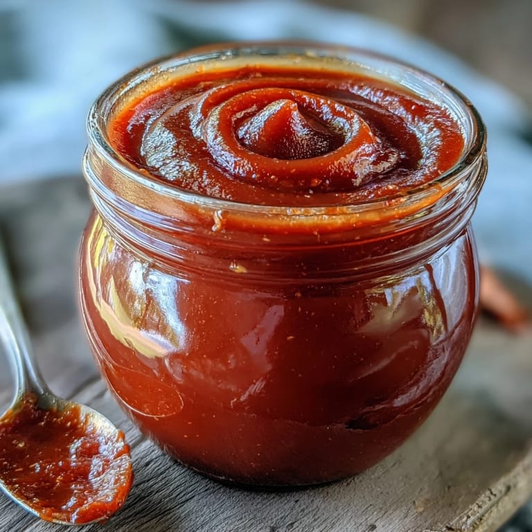 Homemade Guava BBQ Sauce From Scratch simmering in a saucepan, bubbling thick and glossy with smoky aromas.