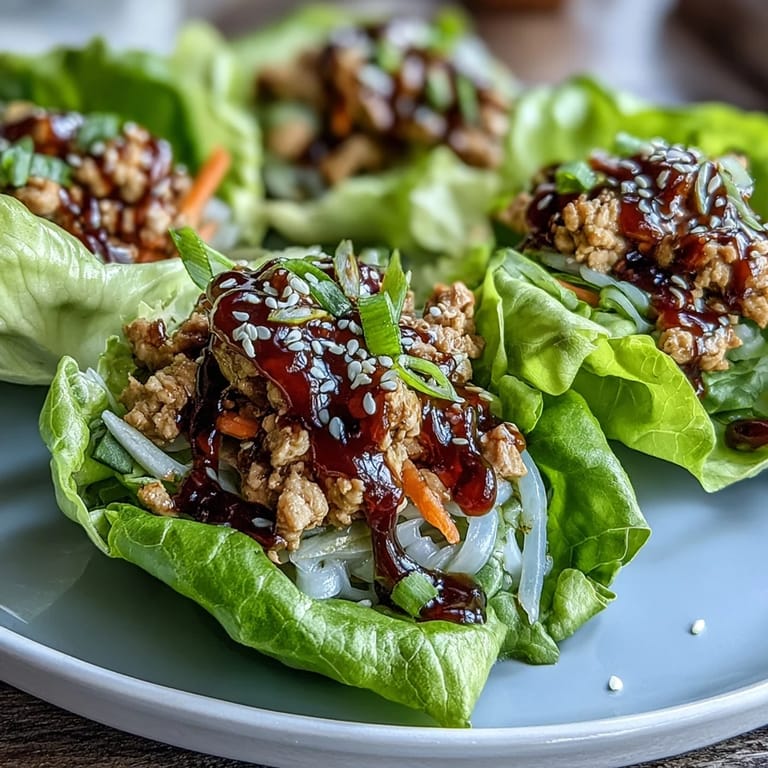 A close-up of Potsticker Noodle Lettuce Cups featuring shredded carrots and cabbage in a flavorful sauce.