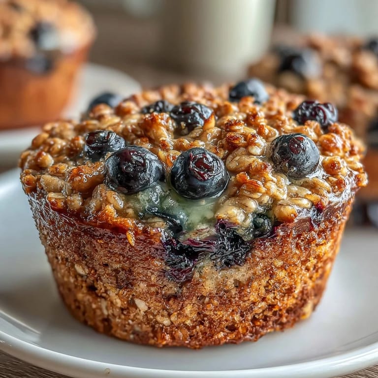 Soft, moist baked oatmeal cups with vibrant blueberries and zesty lemon flavor, perfect for easy, healthy grab-and-go mornings.