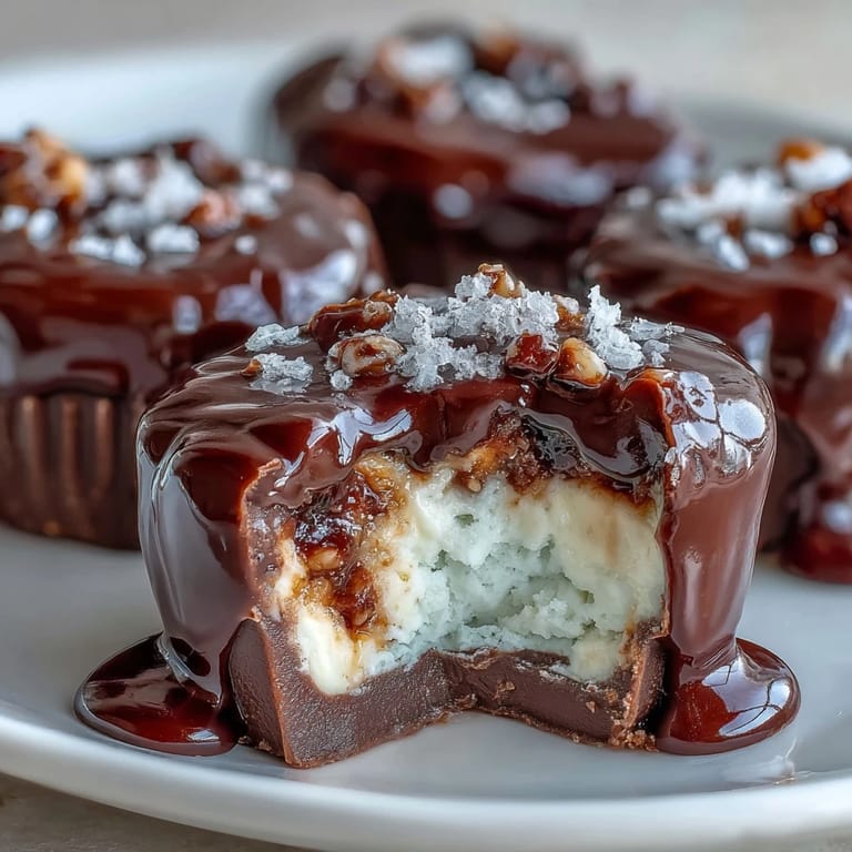 Homemade Peanut Butter Cup Freezer Bites made with cottage cheese and peanut butter, enrobed in rich dark chocolate for a satisfying, guilt-free snack.