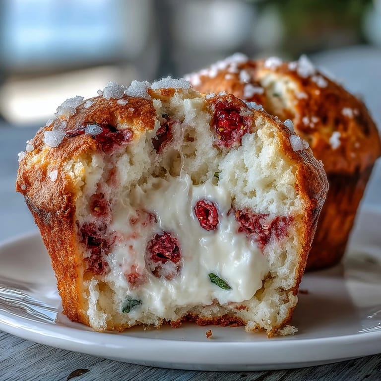 Golden-baked strawberry muffins with creamy yogurt, dotted with juicy red strawberries and topped with a sprinkle of coarse sugar.
