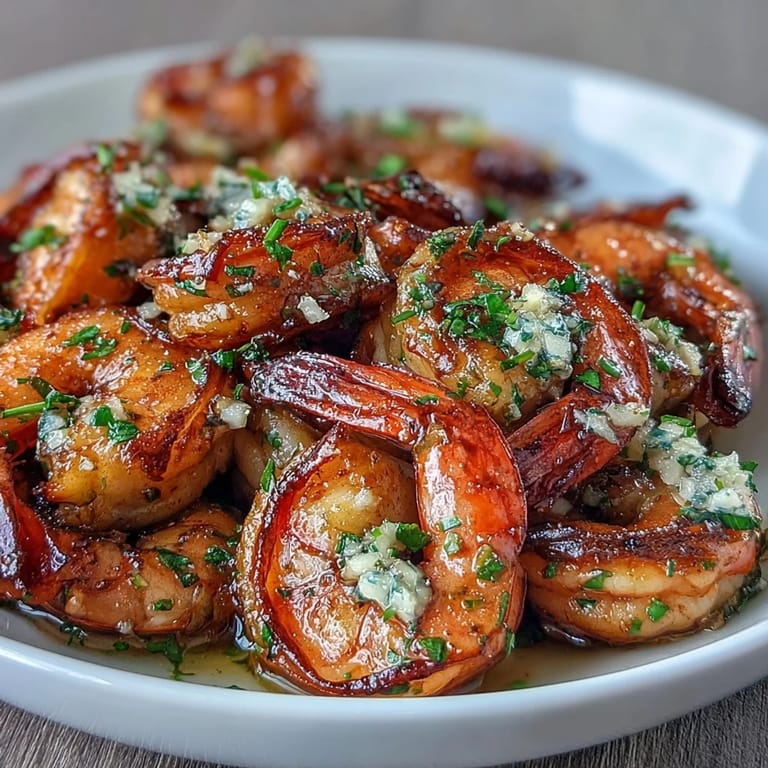 Healthy lemon garlic shrimp and brown rice bowls, topped with crisp cucumbers, cherry tomatoes, and creamy avocado slices.