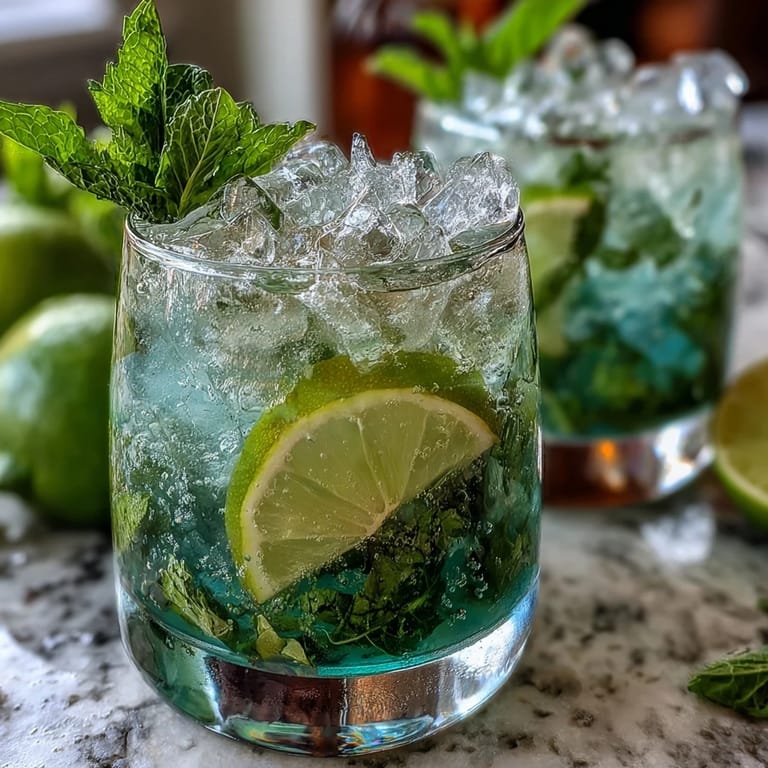 Chilled mini julep cups filled with sparkling mint lemonade mocktail, garnished with lemon slices and vibrant green mint leaves for a festive Southern vibe.