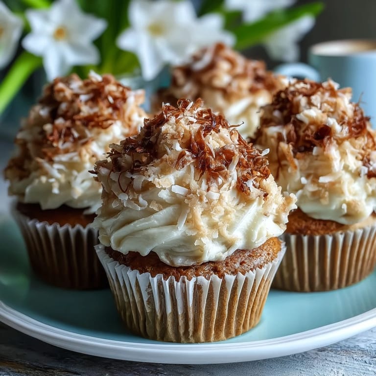 Coconut-covered cupcakes with marshmallow bunny tails and feet, a fun and cute Easter treat for all ages.
