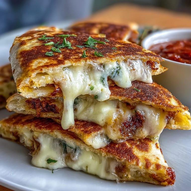 Golden-brown mini quesadilla triangles with colorful bell peppers, spinach, and cheese, paired with zesty homemade salsa.