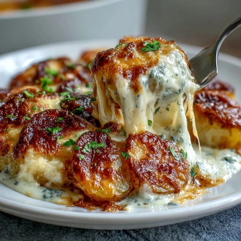 Creamy Au Gratin Potatoes: decadent French side dish with Gruyère and Parmesan cheese, perfect for holiday meals.