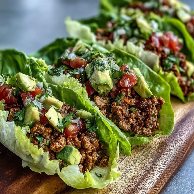 Low carb Turkey Taco Lettuce Wraps, bursting with savory meat and crisp greens.