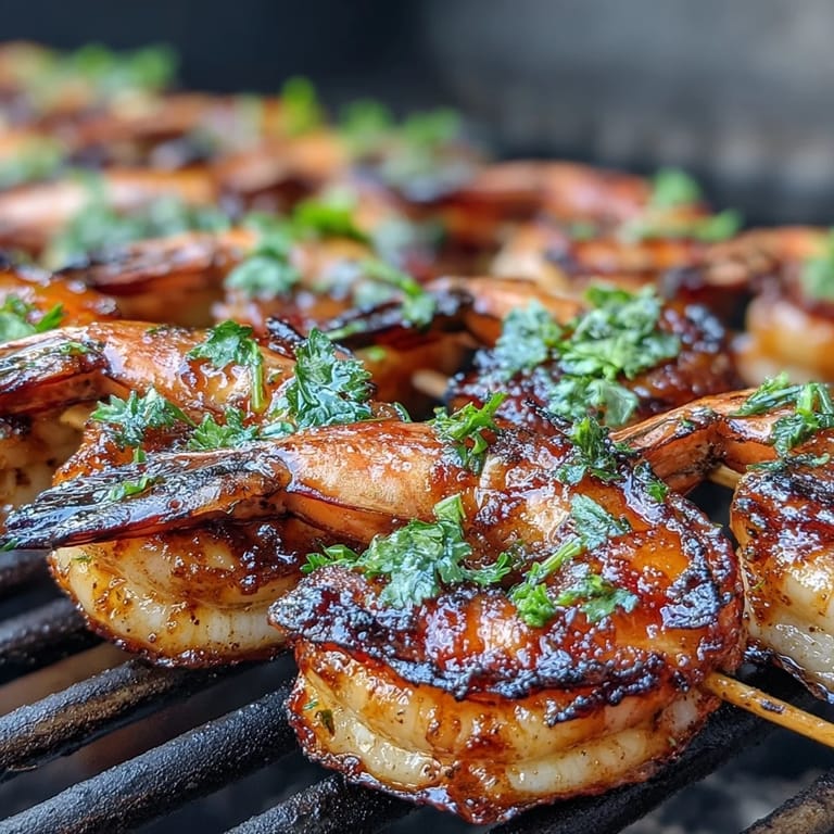 Appetizing Grilled Honey Garlic Shrimp Skewers, perfect for summer gatherings.
