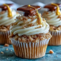 Simple Graduation Cupcakes with Cap Fondant Toppers: moist vanilla cupcakes topped with smooth buttercream and charming black fondant graduation caps.